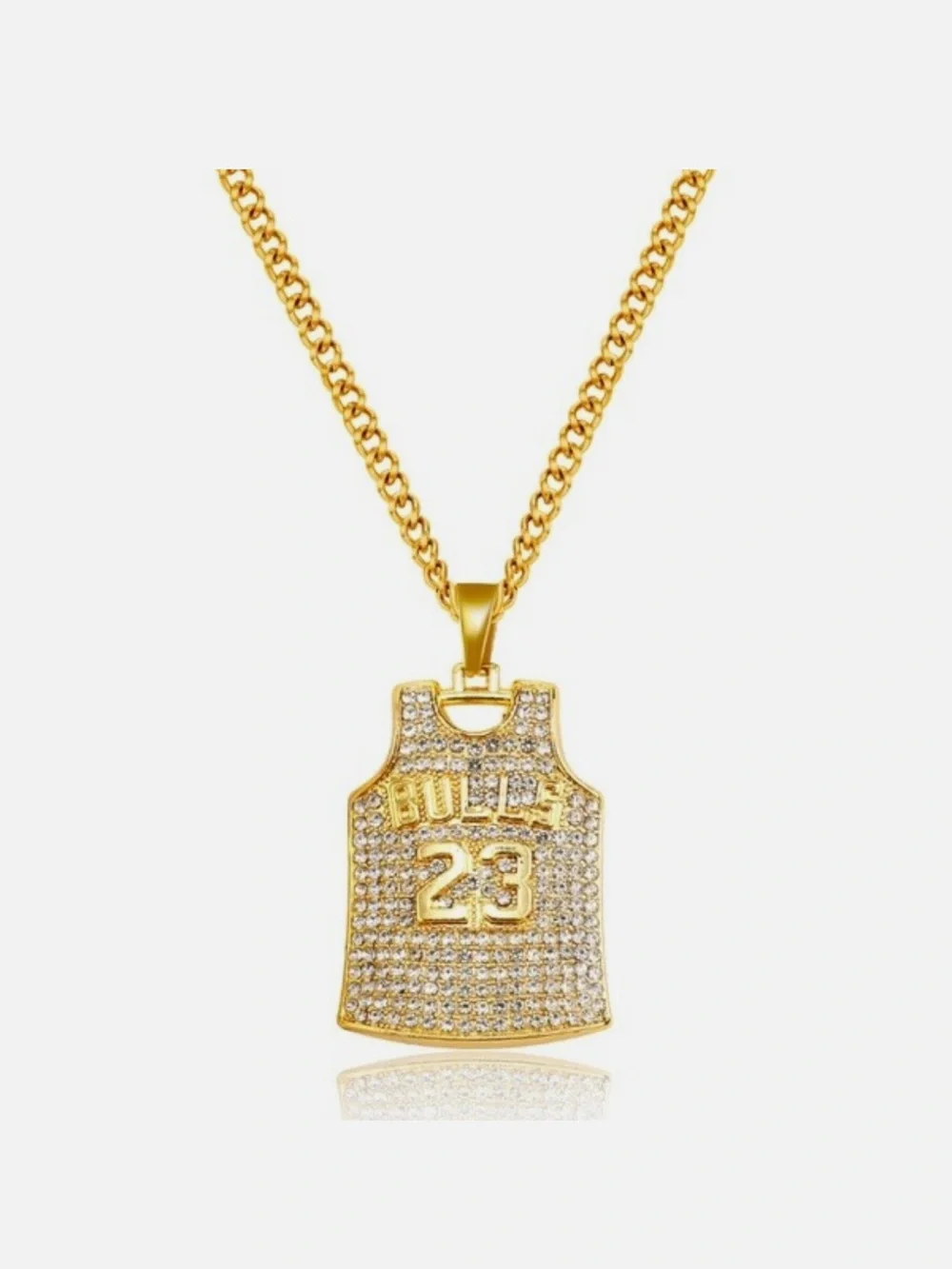 Gold Bulls 23 Jersey Pendant Necklace